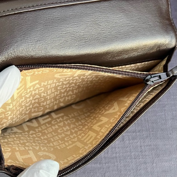 CHANEL Micro Chocolate Bar CC Logo Leather Long Bifold Wallet - Picture 9 of 12